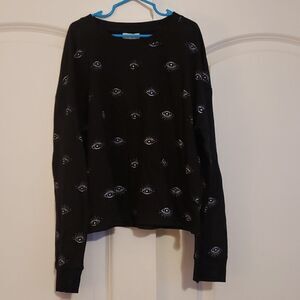 𝅺Love, fire Junior Girls Ebony Eye Graphic Long Sleeve Top Size Large‎